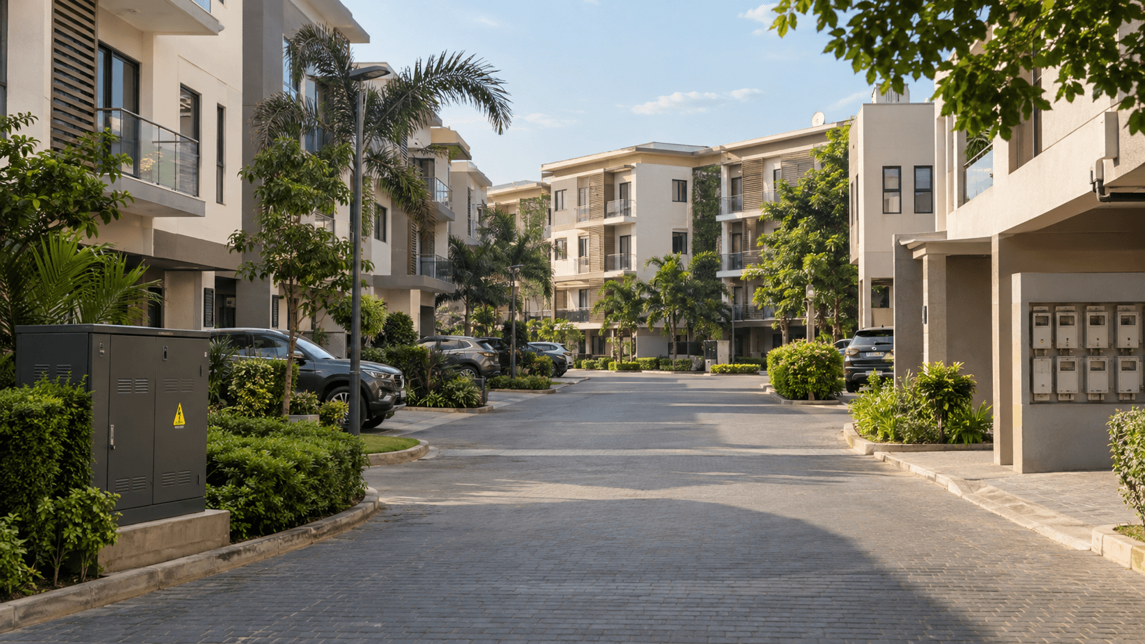 A managed residential estate with integrated electricity infrastructure